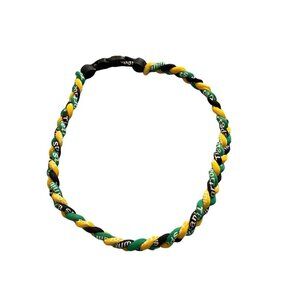 Triple Braided Sports Performance Titanium Necklace - Green, Yellow, & Black